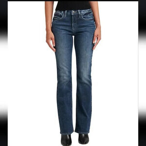 Silver Jeans Authentic Women's Dark Wash Curvy High Bootcut Stretchy Pockets S 8